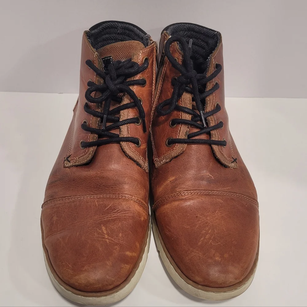 Men's Size 13 Bull Boxer Adyn Leather Ankle Boots Side Zip Lace Hand Crafted